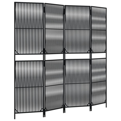 VidaXL vidaXL Room Divider 4 Panels Privacy Screen Balcony Screen Black Poly Rattan
