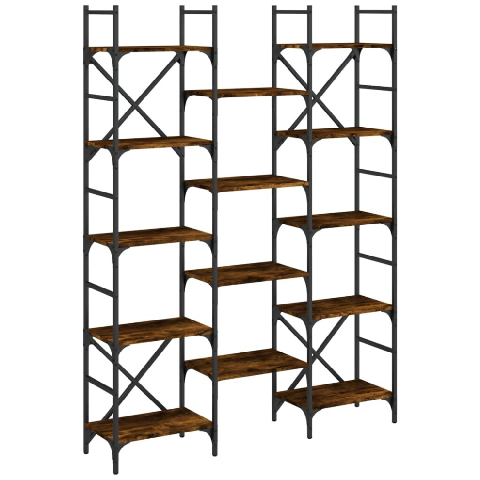 (smoked oak, 127.5 x 28.5 x 172.5 cm) vidaXL Bookshelf Bookcase Storage Rack Cabinet Book Shelf Engineered Wood