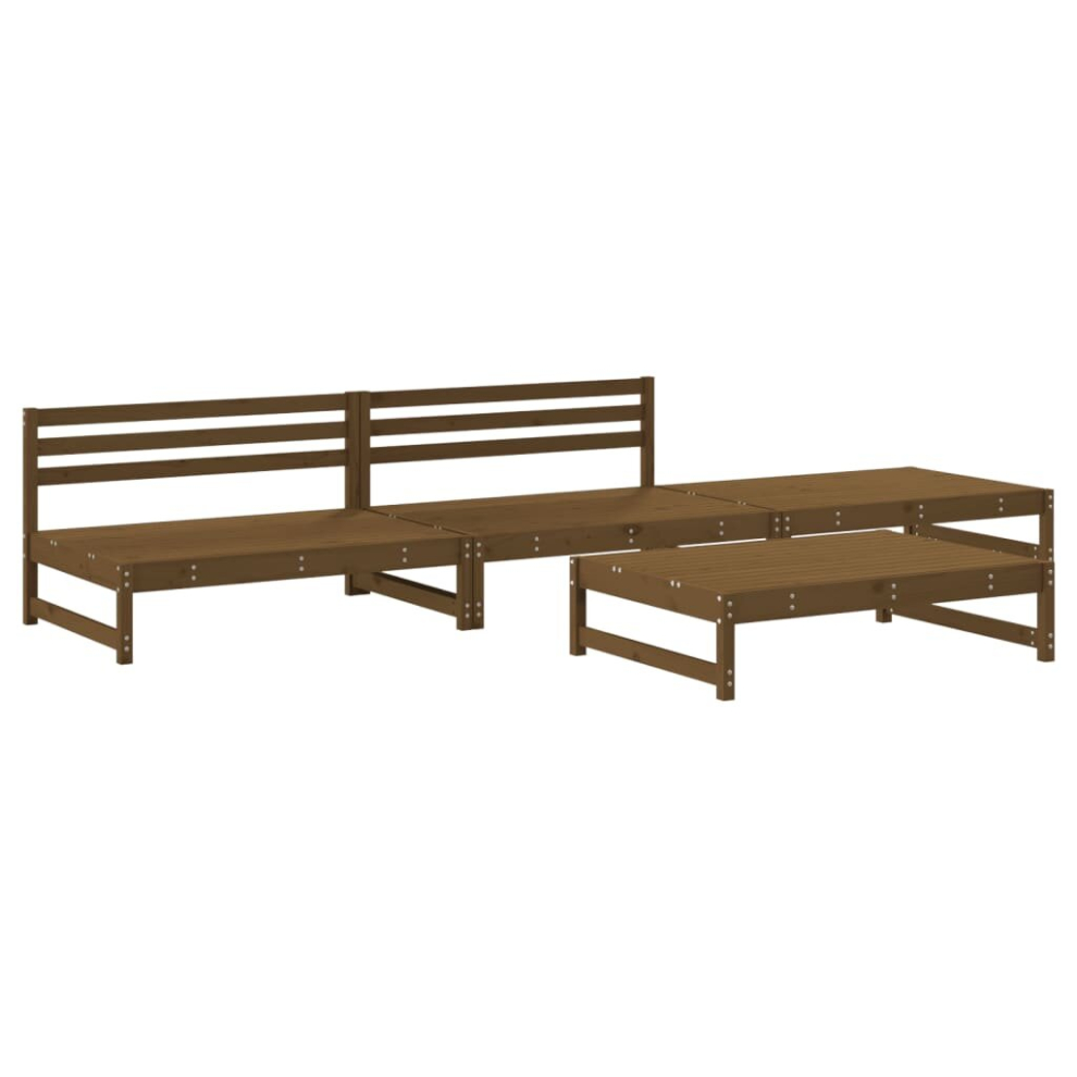 (honey brown pine) vidaXL Garden Lounge Set Wooden Bench Outdoor Bench 4 Piece Solid Wood Pine-image-OPC-PD9YGMM-NEW