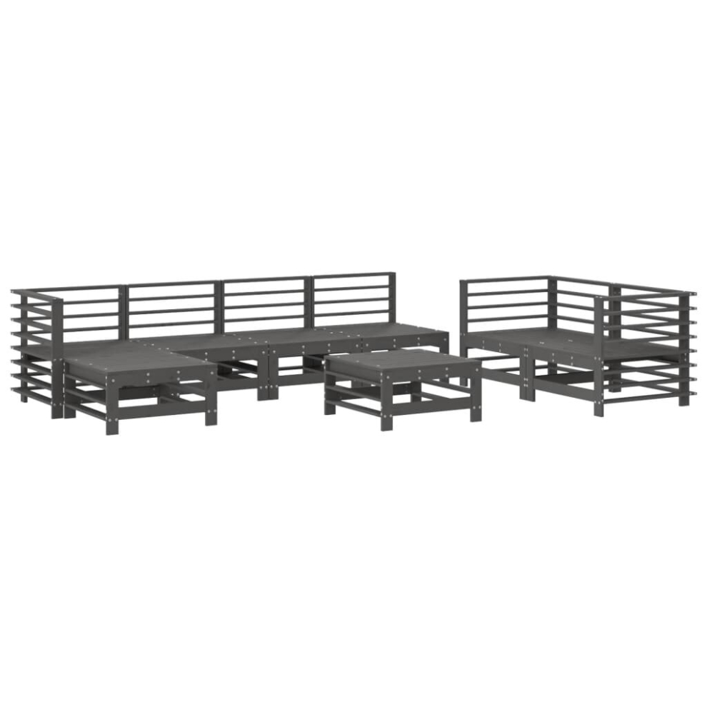 (grey pine) vidaXL Garden Lounge Set Outdoor Modular Sofa Set 8 Piece Solid Wood Pine