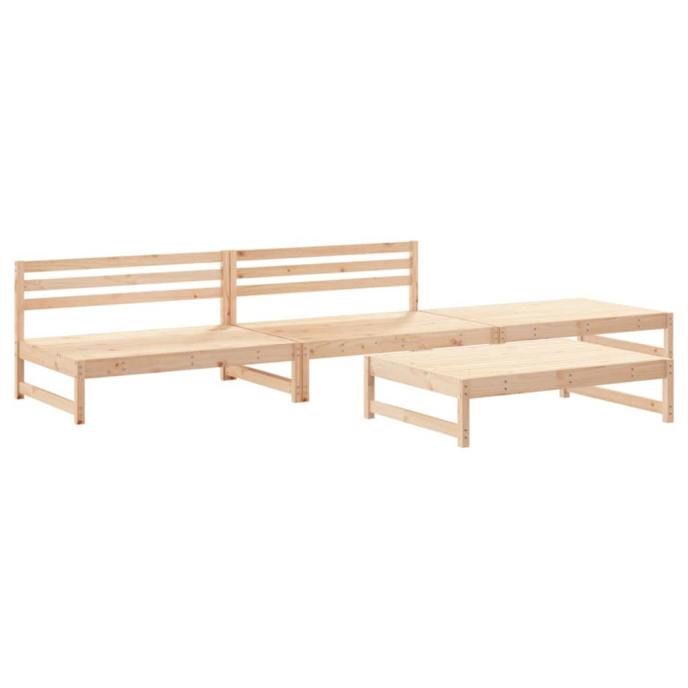 (natural pine) vidaXL Garden Lounge Set Wooden Bench Outdoor Bench 4 Piece Solid Wood Pine