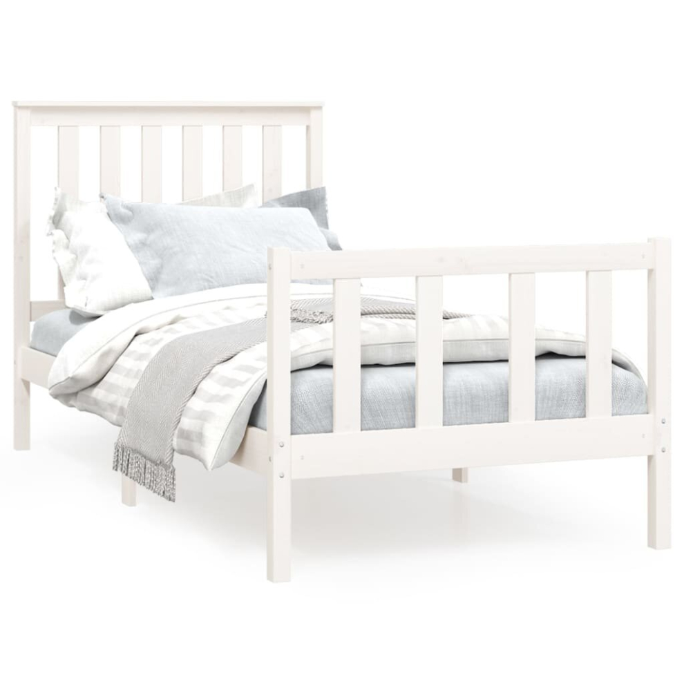 vidaXL Bed Frame Platform Bed with Headboard White 100x200 cm Solid Wood Pine