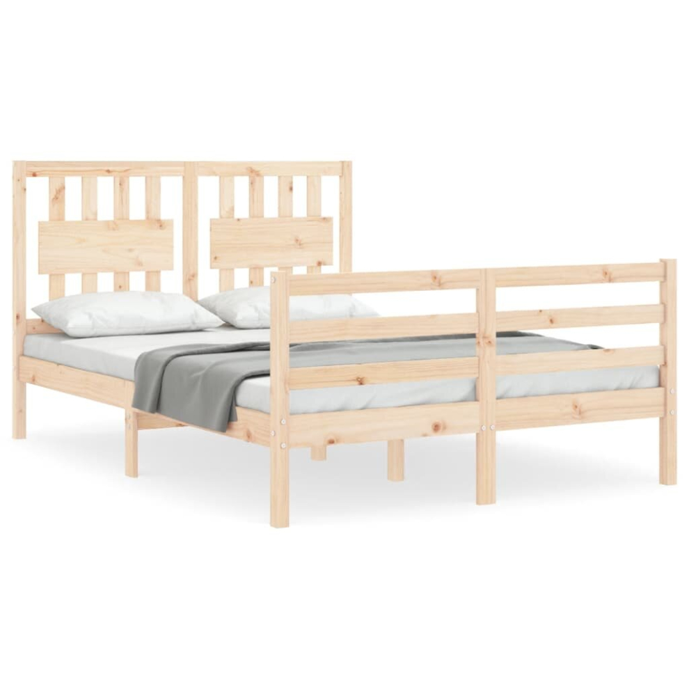 (natural, 140 x 200 cm) vidaXL Bed Frame Bed Base Wooden Bed with Headboard Super King Size Solid Wood