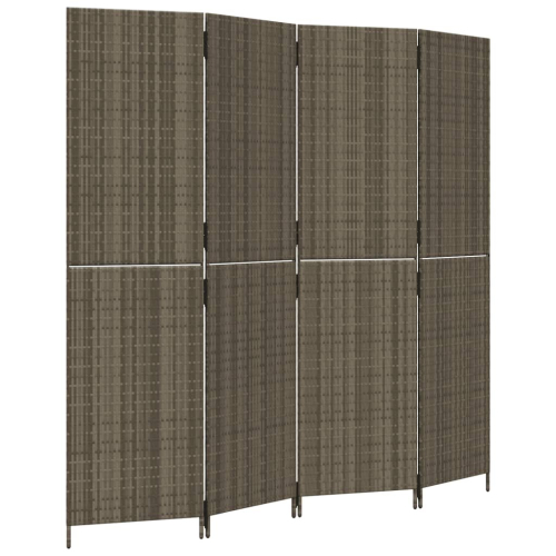 VidaXL vidaXL Room Divider 4 Panels Privacy Screen Balcony Screen Grey Poly Rattan