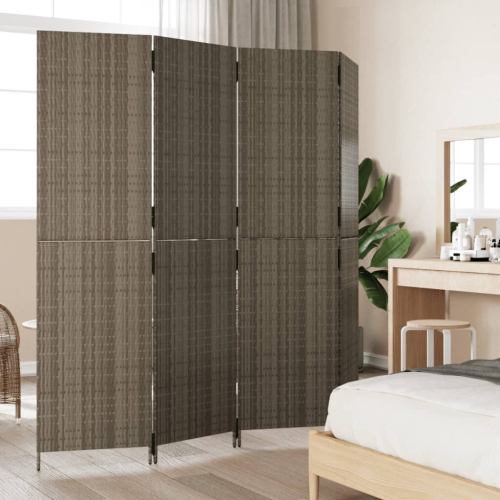 VidaXL vidaXL Room Divider 4 Panels Privacy Screen Balcony Screen Grey Poly Rattan 2