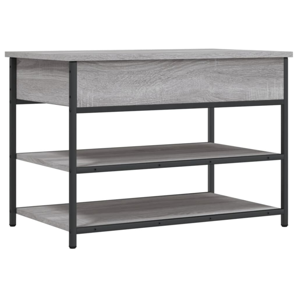 (grey sonoma) vidaXL Shoe Bench Hall Shoe Cabinet Storage Bench Smoked Oak Engineered Wood