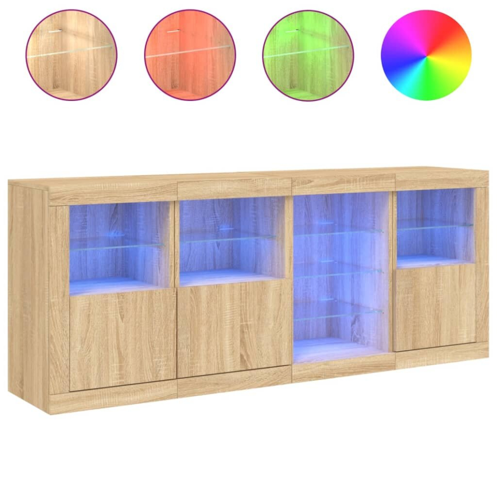 Vidaxl (Sonoma Oak) Sideboard With Led Lights Home Cupboard Side Cabinet Storage Highboard
