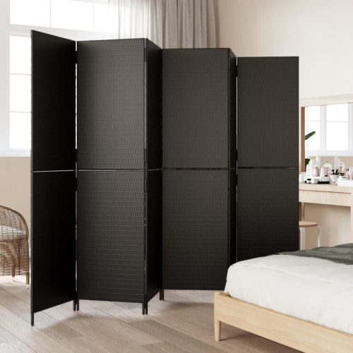 VidaXL vidaXL Room Divider 6 Panels Privacy Screen Balcony Screen Black Poly Rattan 2