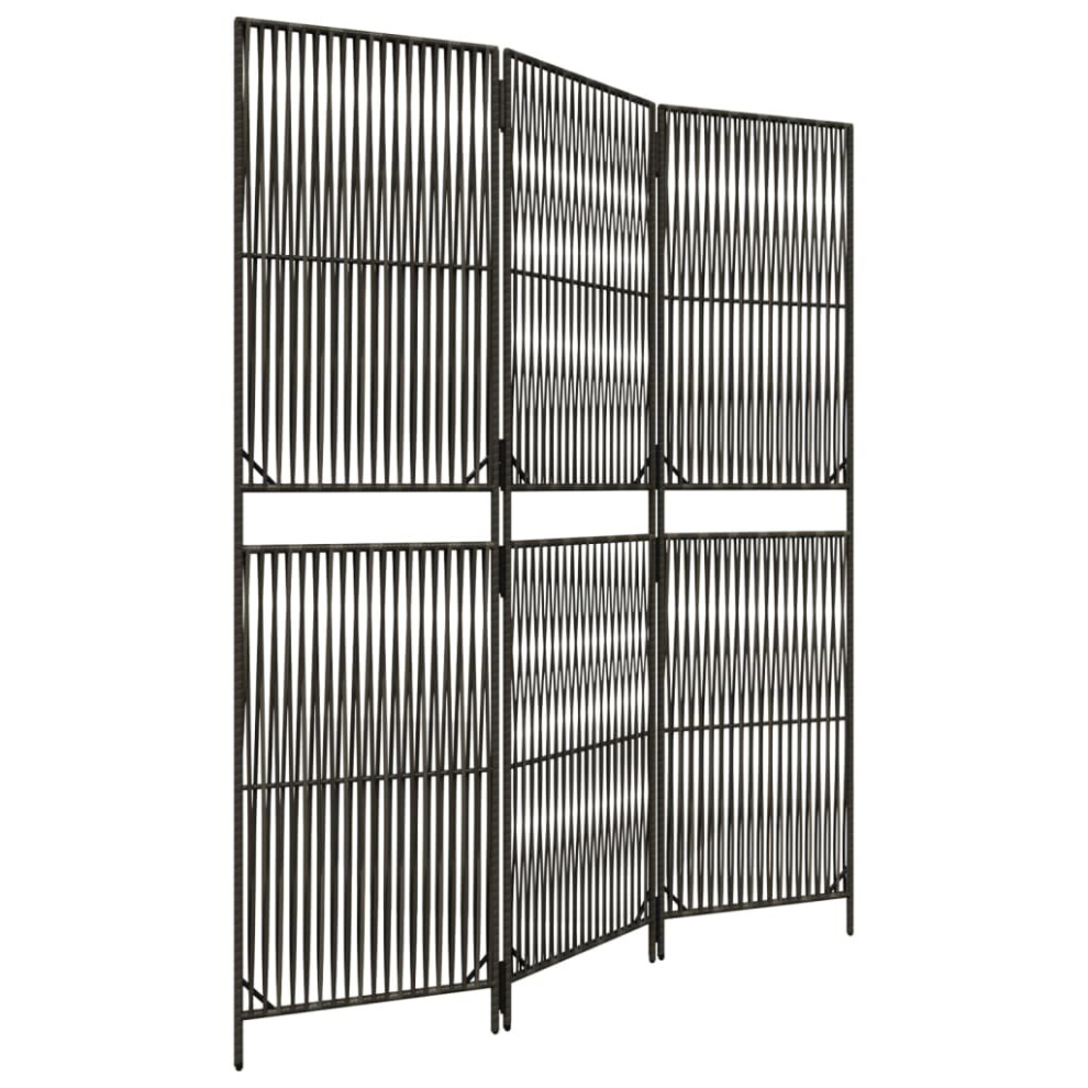 vidaXL Room Divider 3 Panels Privacy Screen Balcony Screen Grey Poly Rattan