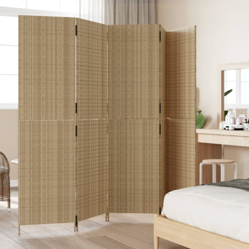 VidaXL vidaXL Room Divider 5 Panels Privacy Screen Balcony Screen Beige Poly Rattan 2