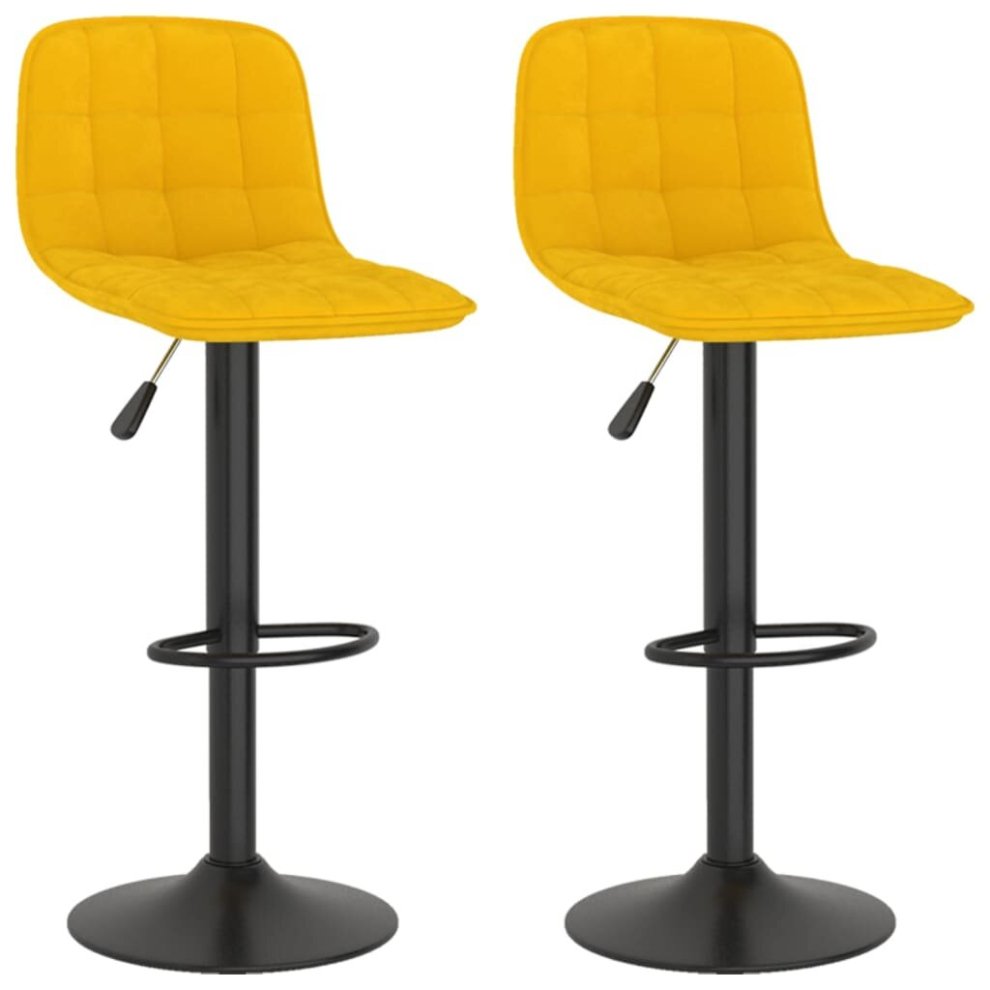 Vidaxl (Yellow) Bar Stools Kitchen Bar Chair Counter Stool Bistro Chair 2 Pcs Velvet Yellow