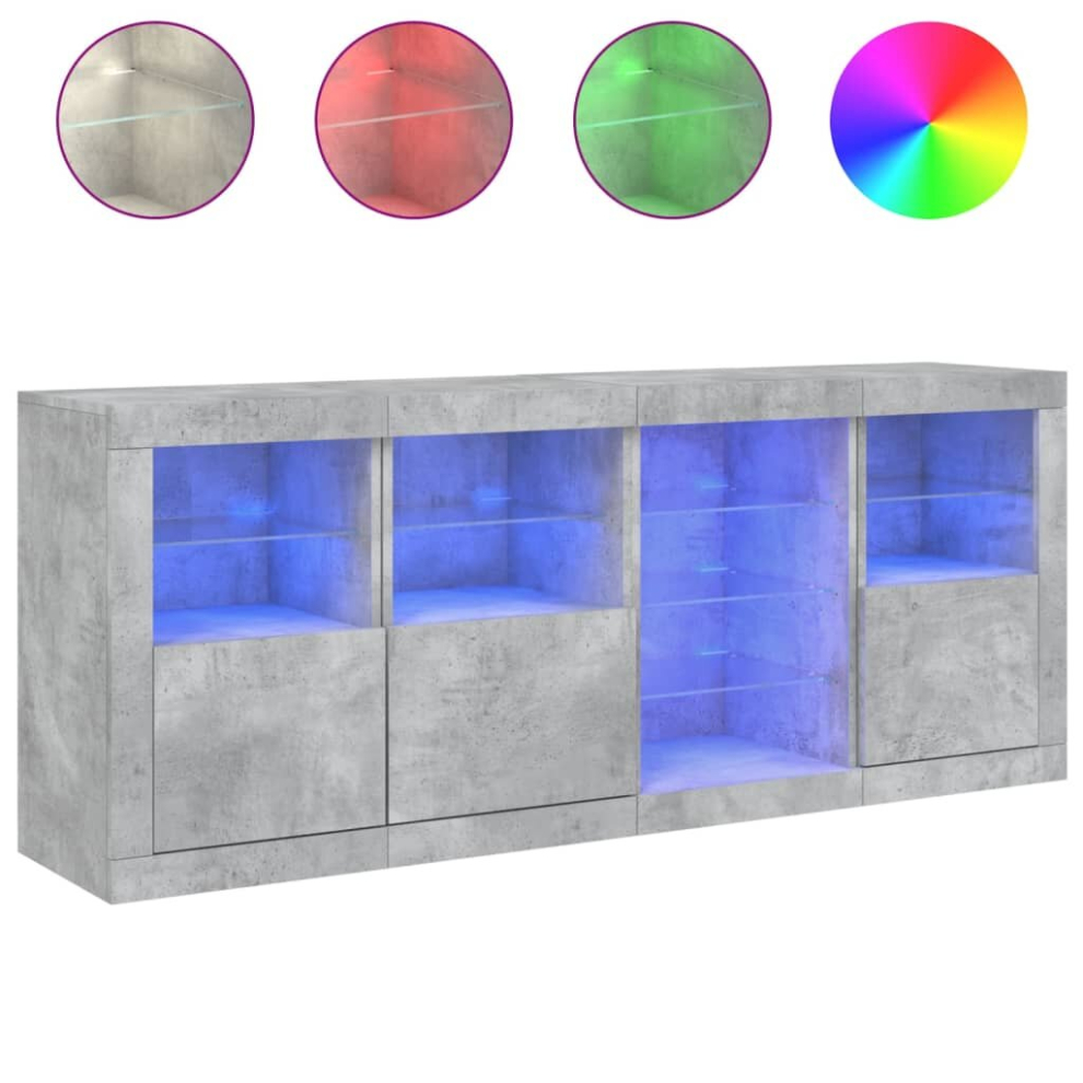 Vidaxl (Concrete Grey) Sideboard With Led Lights Home Cupboard Side Cabinet Storage Highboard