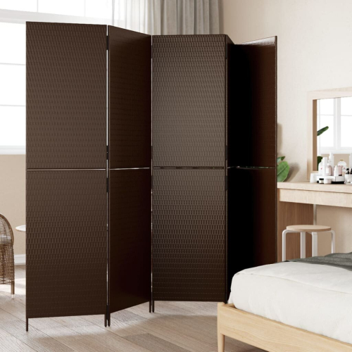 VidaXL vidaXL Room Divider 5 Panels Privacy Screen Balcony Screen Brown Poly Rattan 2