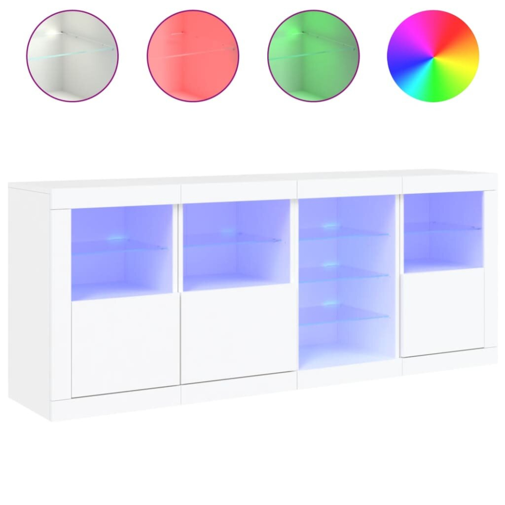 Vidaxl (White) Sideboard With Led Lights Home Cupboard Side Cabinet Storage Highboard