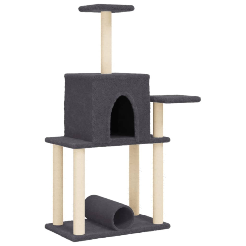 VidaXL (dark grey) vidaXL Cat Tree with Sisal Scratching Posts Cat Scratch Tower Climbing Tree 1
