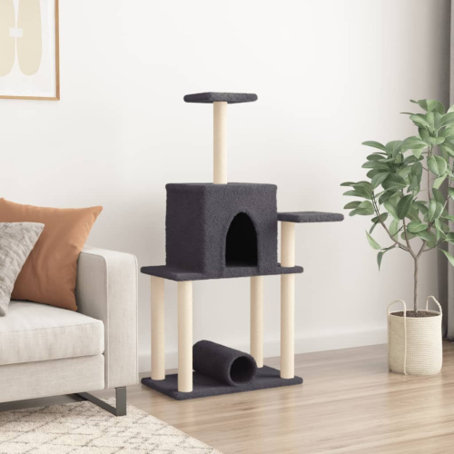 VidaXL (dark grey) vidaXL Cat Tree with Sisal Scratching Posts Cat Scratch Tower Climbing Tree 2