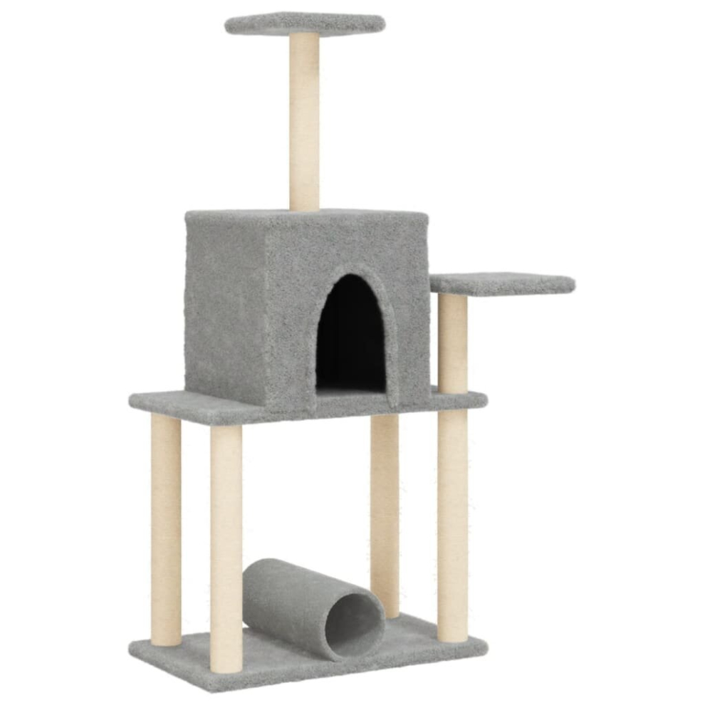 (light grey) vidaXL Cat Tree with Sisal Scratching Posts Cat Scratch Tower Climbing Tree