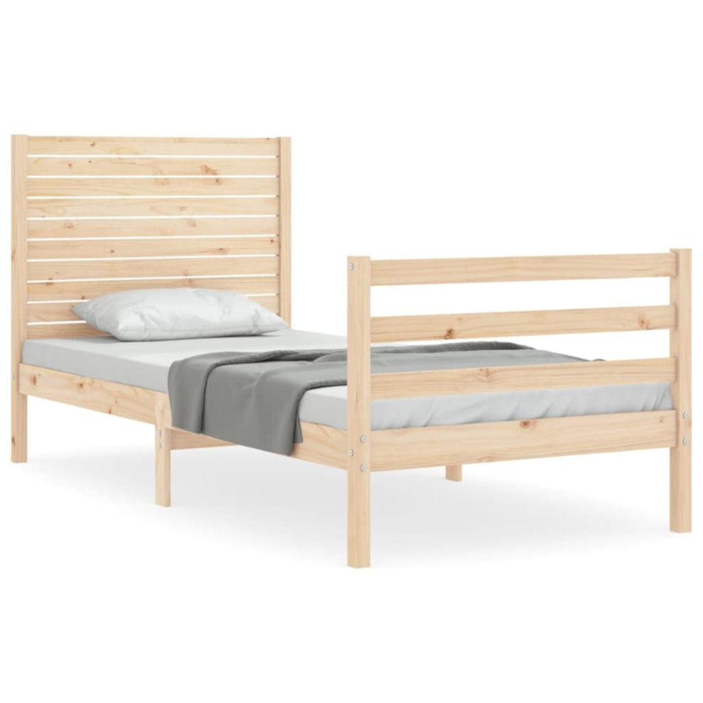 (natural, 75 x 190 cm) vidaXL Bed Frame Bed Base Platform Bed with Headboard Small Single Solid Wood