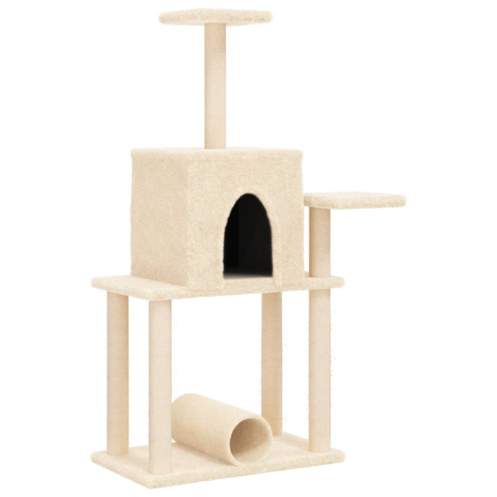 (cream) vidaXL Cat Tree with Sisal Scratching Posts Cat Scratch Tower Climbing Tree