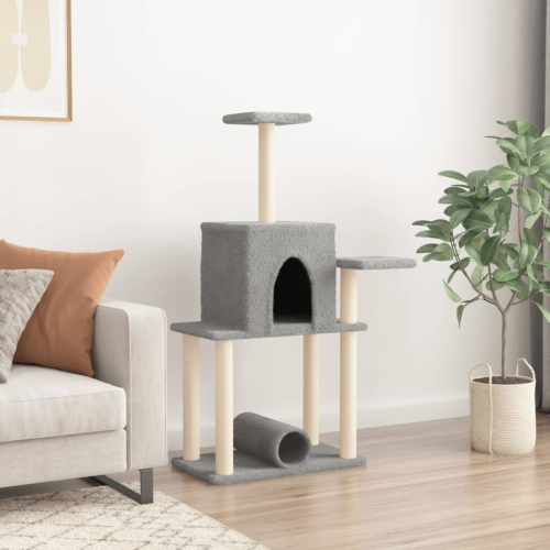 VidaXL (light grey) vidaXL Cat Tree with Sisal Scratching Posts Cat Scratch Tower Climbing Tree 2