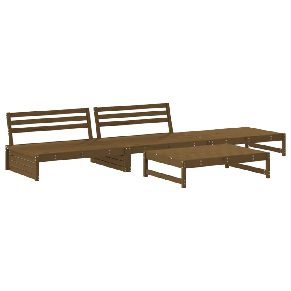 (honey brown) vidaXL Garden Lounge Set Outdoor Modular Sofa Set 4 Piece Solid Wood Pine