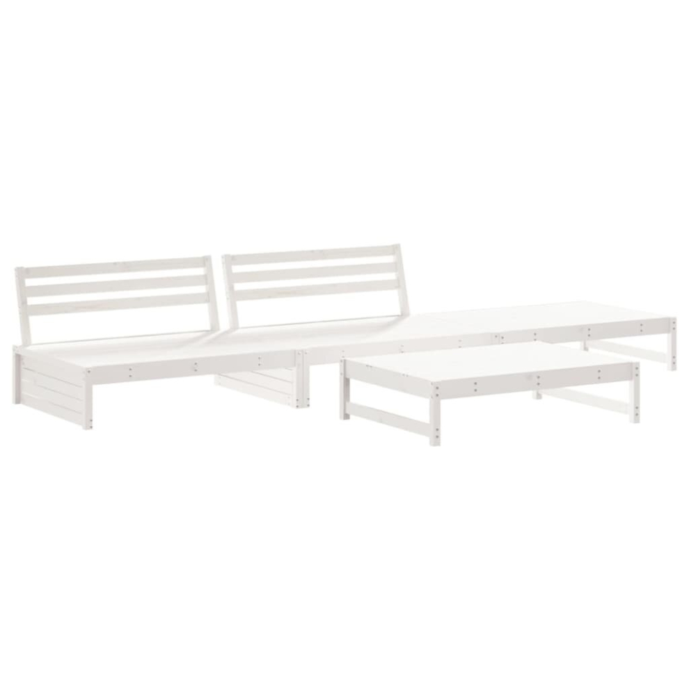 (white) vidaXL Garden Lounge Set Outdoor Modular Sofa Set 4 Piece Solid Wood Pine