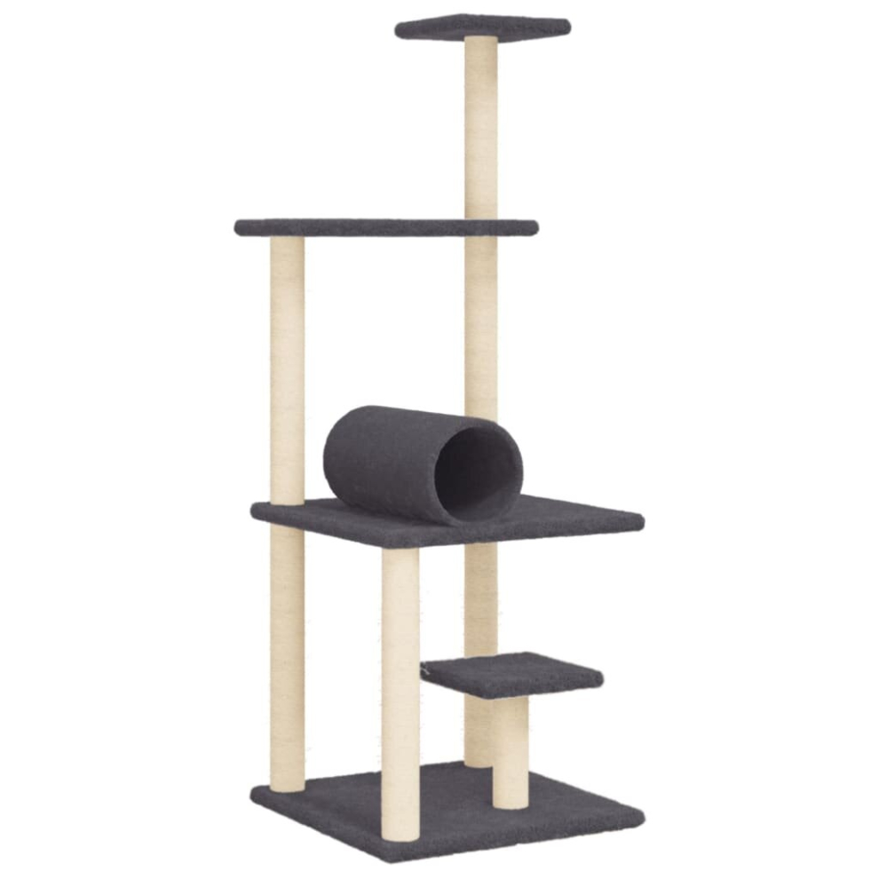 (dark grey) vidaXL Cat Tree with Sisal Scratching Posts Cat Scratch Tower Climbing Tree