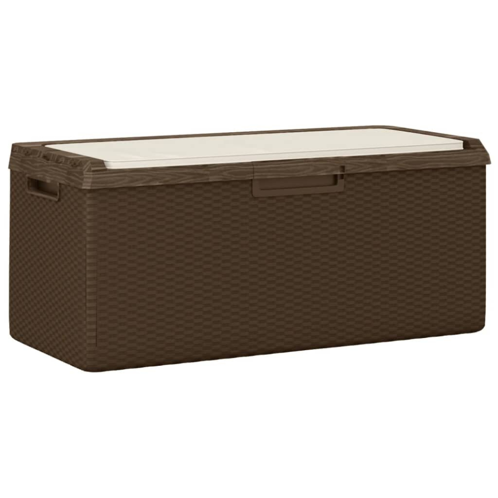 (brown) vidaXL Garden Storage Box with Seat Cushion Outdoor Storage Tool Box 350 L PP