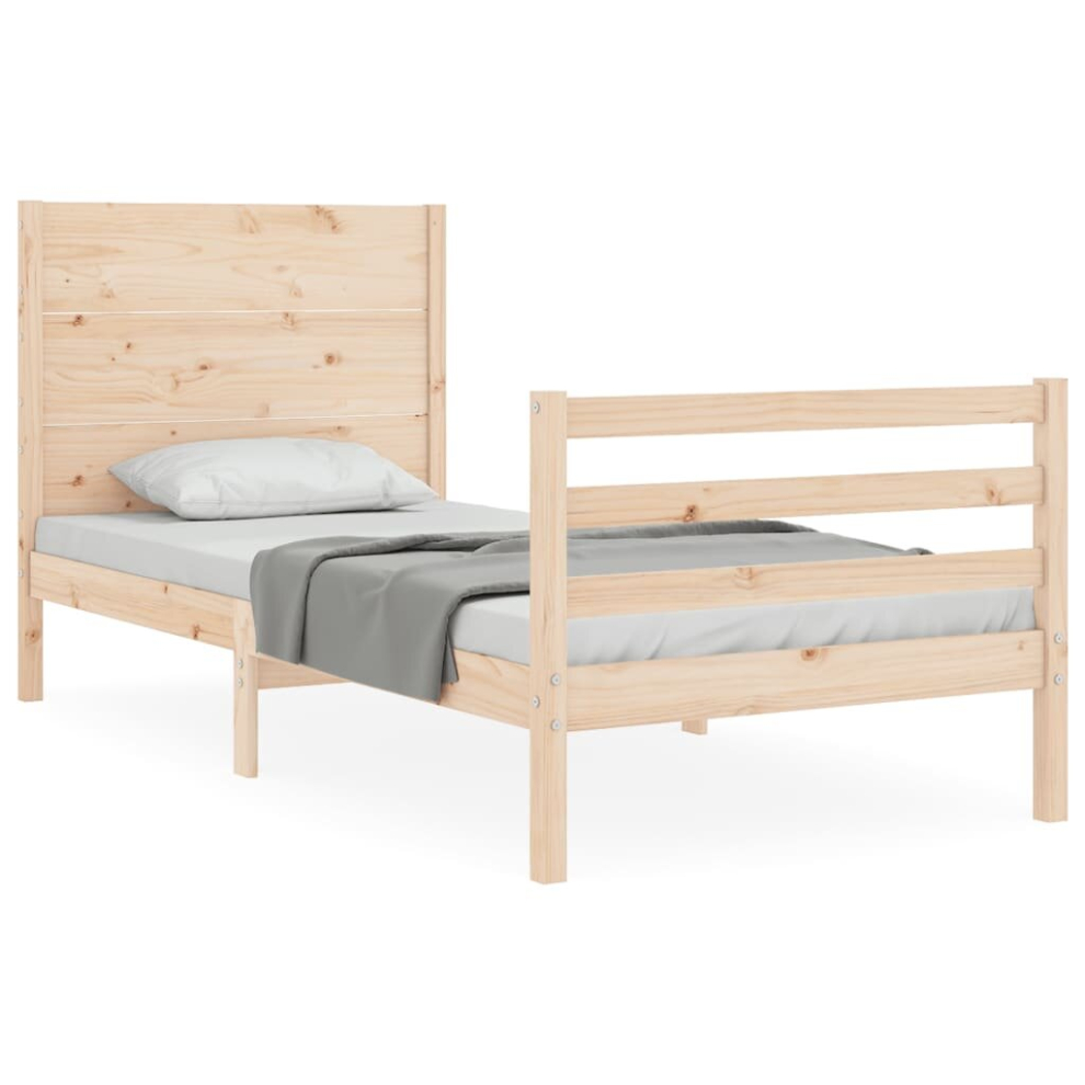 (natural, 75 x 190 cm) vidaXL Bed Frame Bed Base Platform Bed with Headboard Small Single Solid Wood