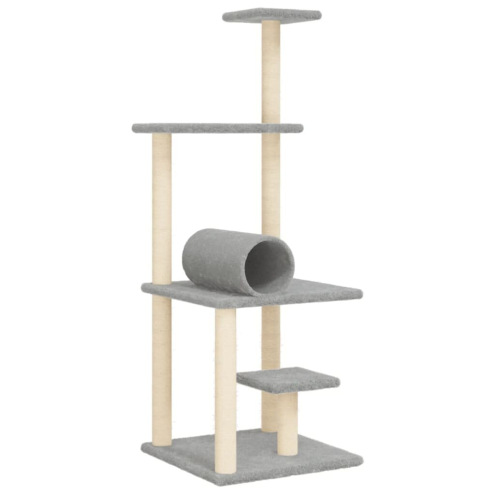 (light grey) vidaXL Cat Tree with Sisal Scratching Posts Cat Scratch Tower Climbing Tree