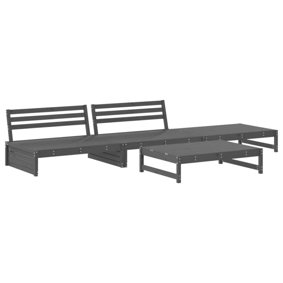 (grey) vidaXL Garden Lounge Set Outdoor Modular Sofa Set 4 Piece Solid Wood Pine