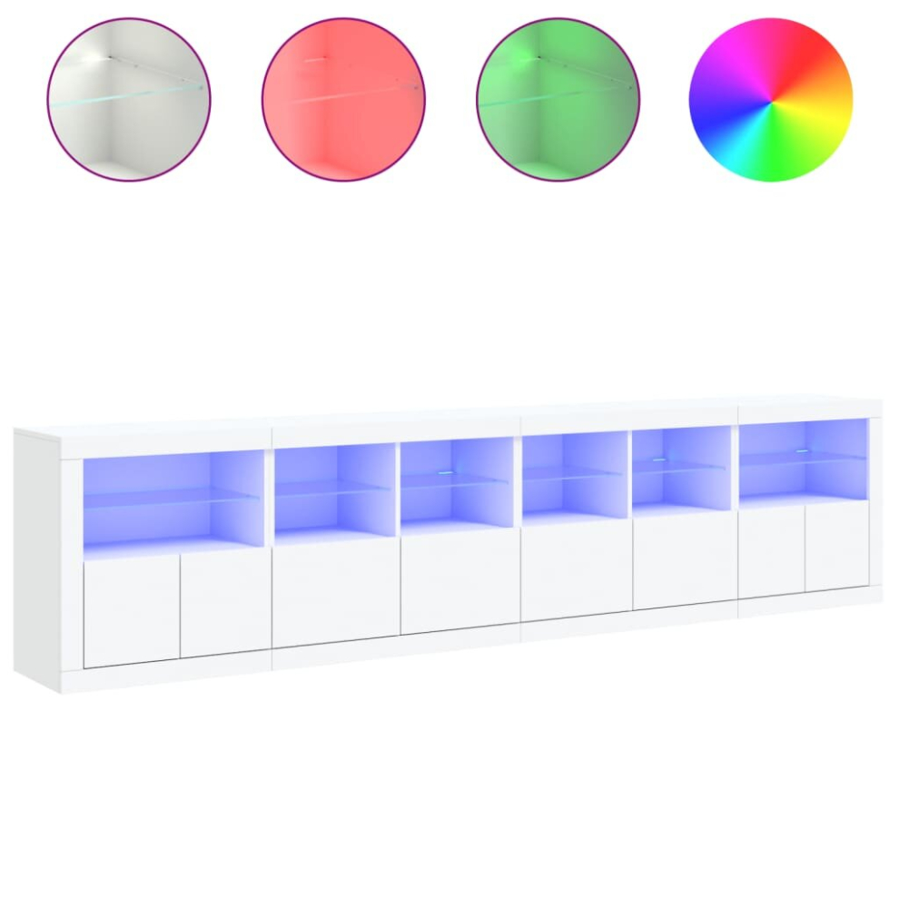 Vidaxl (White) Sideboard With Led Lights Cupboard Highboard Storage Cabinet Black