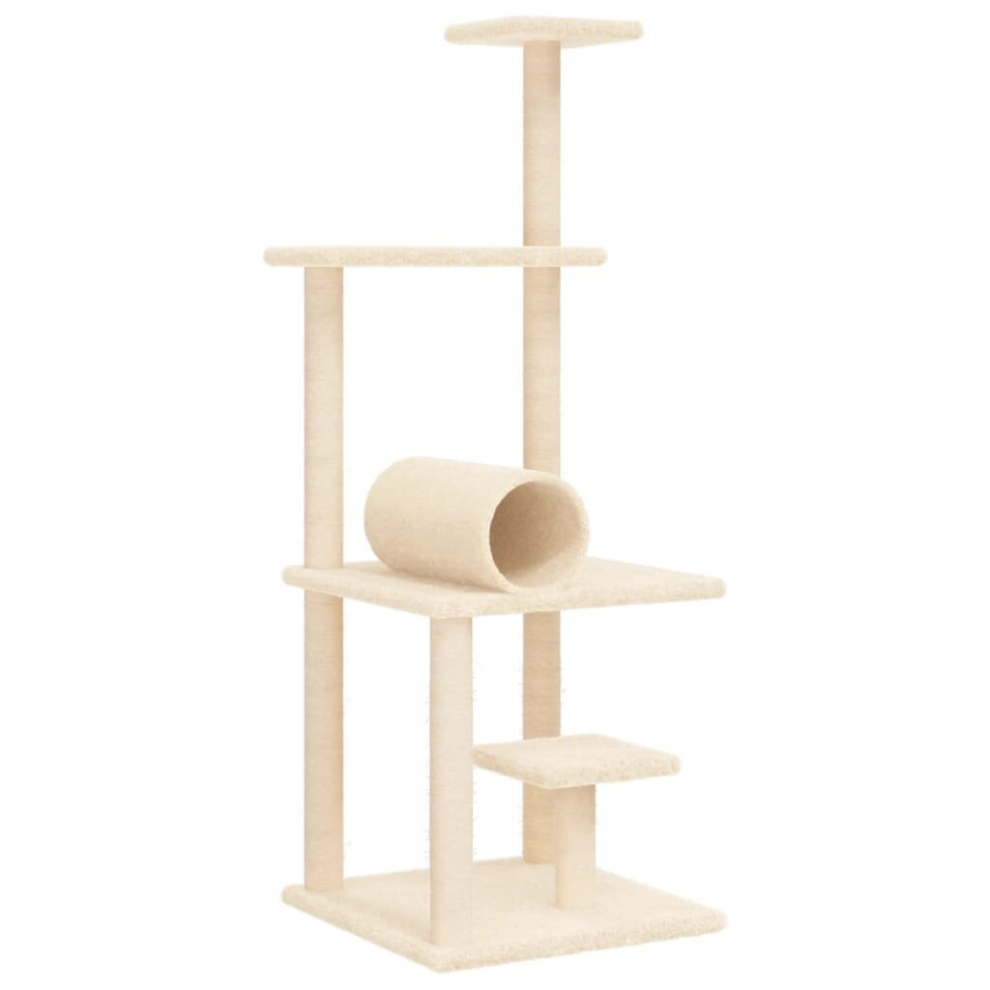 (cream) vidaXL Cat Tree with Sisal Scratching Posts Cat Scratch Tower Climbing Tree