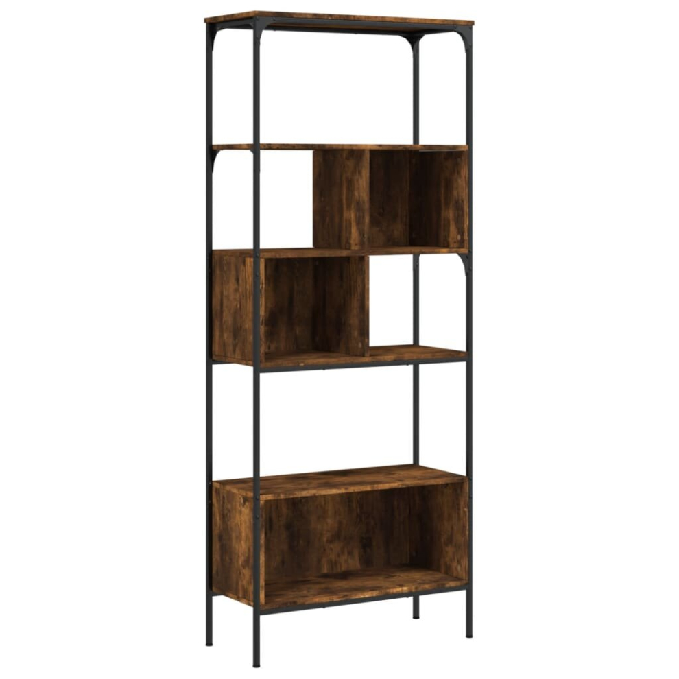 Vidaxl (Smoked Oak) Bookcase 5-Tier Bookshelf Storage Rack Side Cabinet Engineered Wood