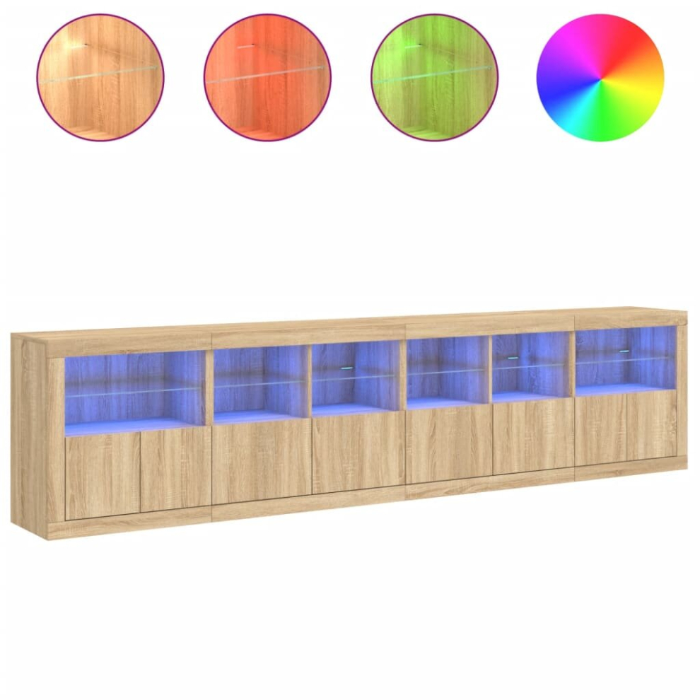 Vidaxl (Sonoma Oak) Sideboard With Led Lights Cupboard Highboard Storage Cabinet Black
