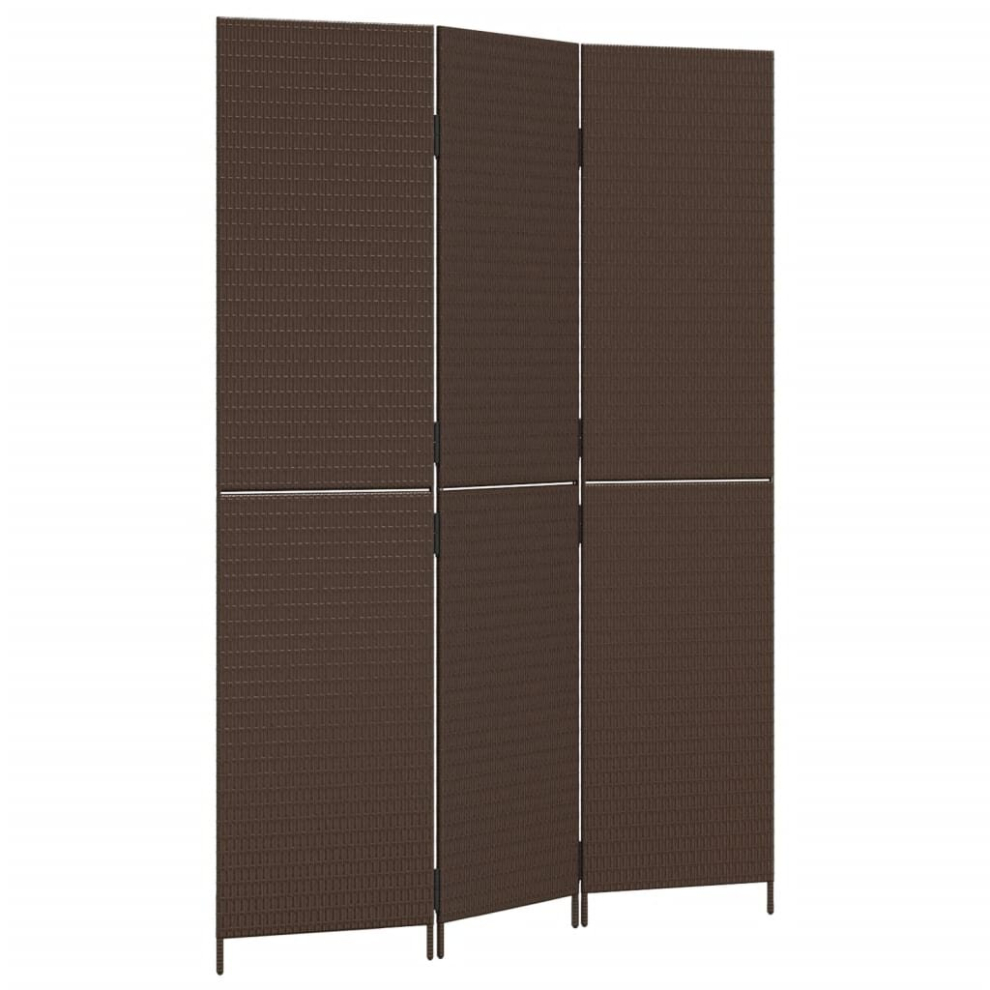 vidaXL Room Divider 3 Panels Privacy Screen Balcony Screen Brown Poly Rattan