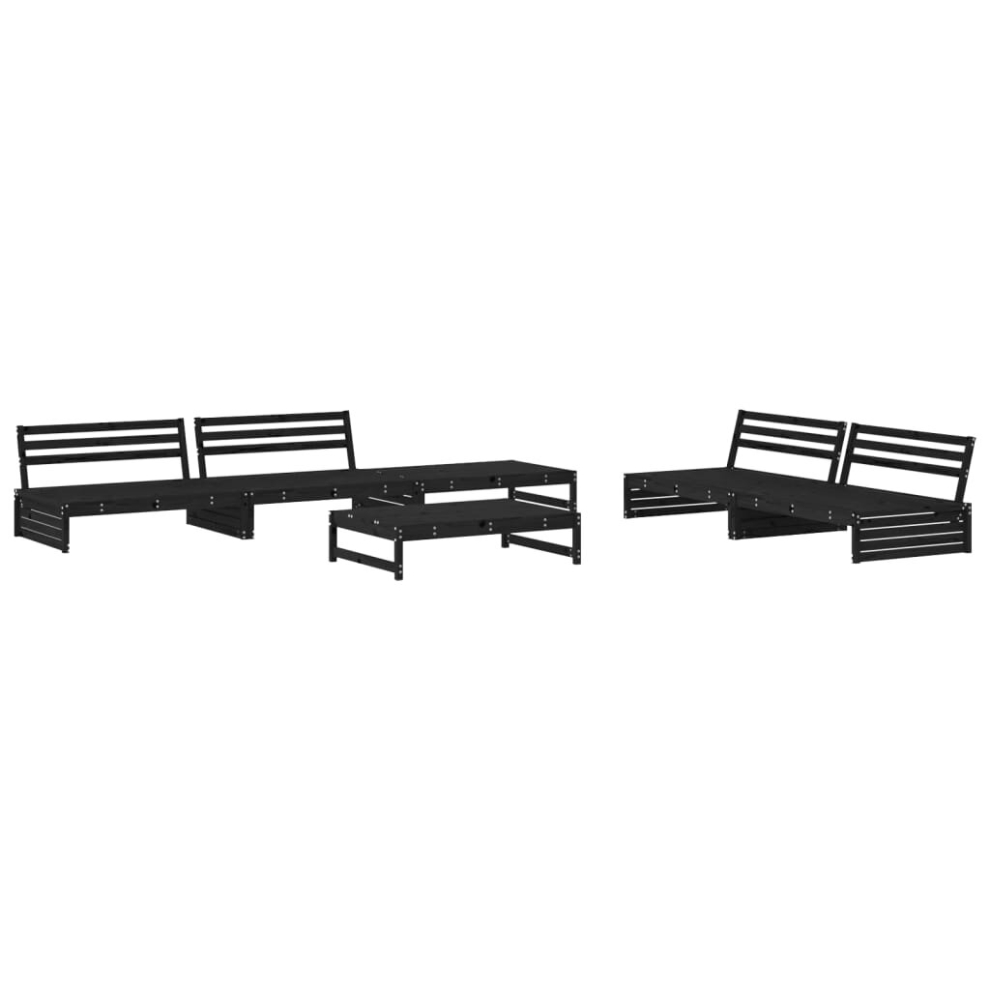 (black) vidaXL Garden Lounge Set Outdoor Modular Sofa Set 6 Piece Solid Wood Pine