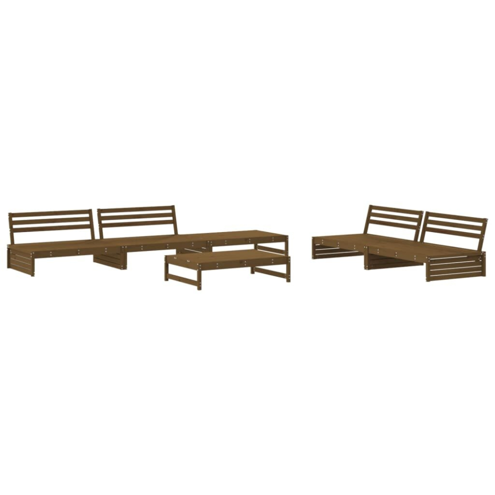 (honey brown) vidaXL Garden Lounge Set Outdoor Modular Sofa Set 6 Piece Solid Wood Pine