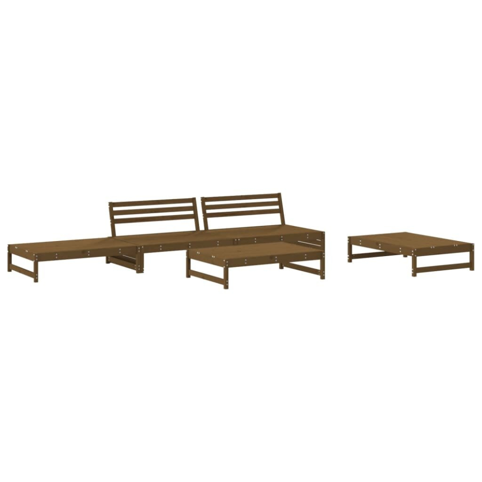 (honey brown) vidaXL Garden Lounge Set Outdoor Modular Sofa Set 5 Piece Solid Wood Pine