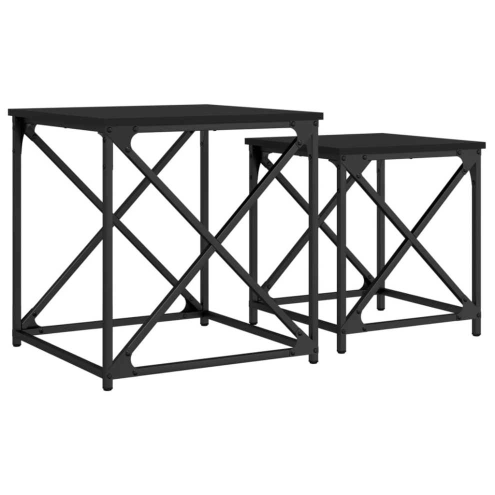 Vidaxl (Black) Nesting Coffee Tables Nesting Table Side Table 2 Pcs Engineered Wood