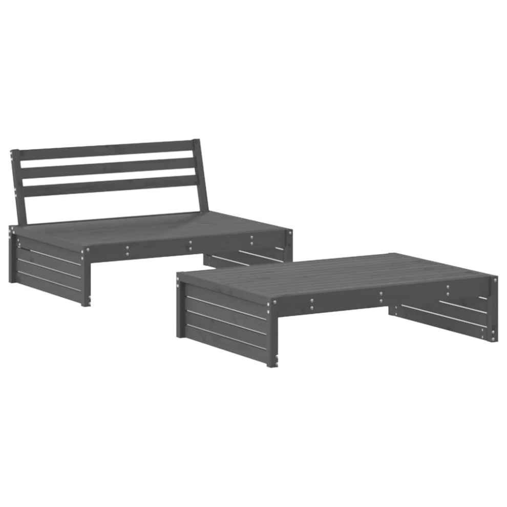 (grey) vidaXL Garden Lounge Set Outdoor Modular Sofa Set 2 Piece Solid Wood Pine