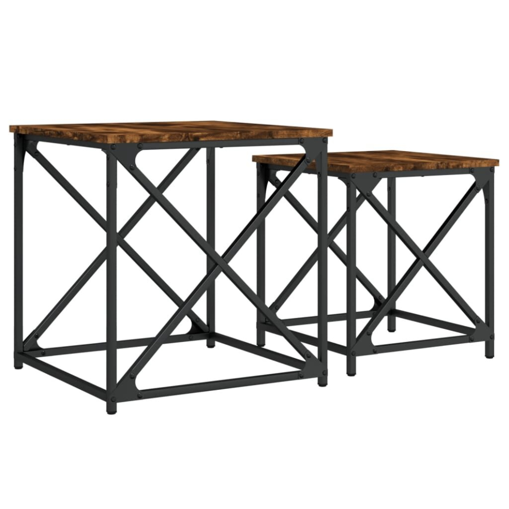 Vidaxl (Smoked Oak) Nesting Coffee Tables Nesting Table Side Table 2 Pcs Engineered Wood