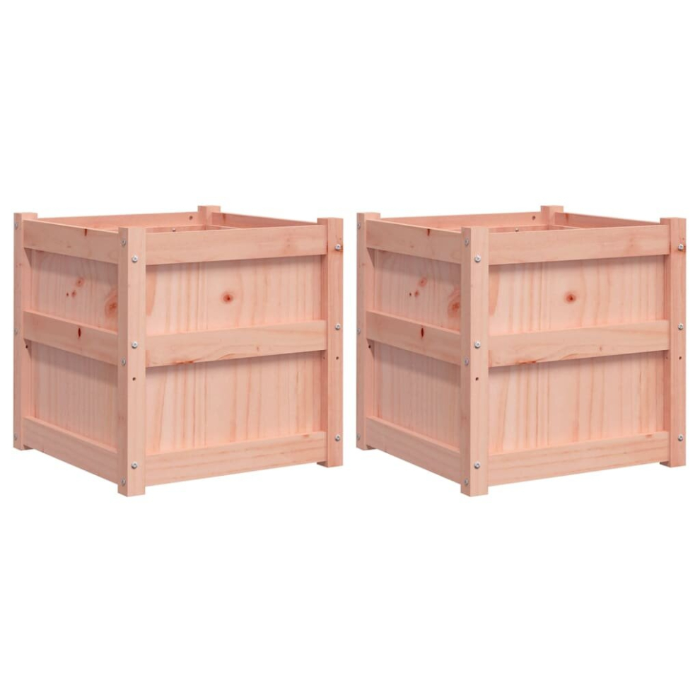 Vidaxl (Natural Douglas, 2 Pcs) Garden Planters Patio Flower Pot Plant Pot Planter Box Solid Wood Pine