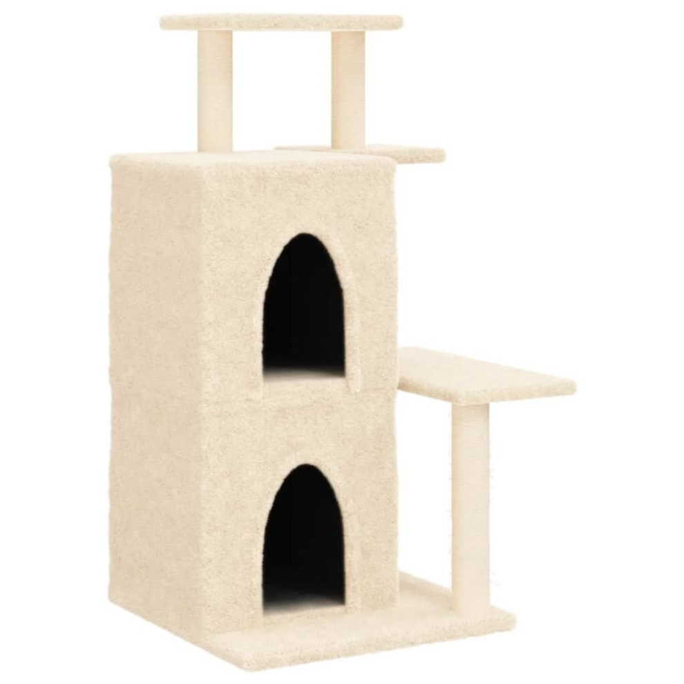 (cream) vidaXL Cat Tree with Sisal Scratching Posts Cat Tower Pet Cat Climbing Tree