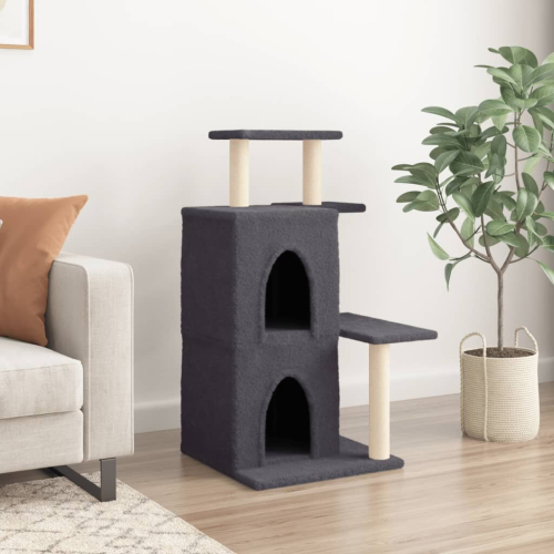 VidaXL (dark grey) vidaXL Cat Tree with Sisal Scratching Posts Cat Tower Pet Cat Climbing Tree 2