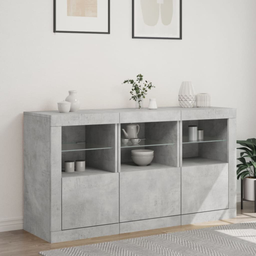 VidaXL (concrete grey) vidaXL Sideboard with LED Lights Home Cupboard Side Cabinet Storage Highboard 2