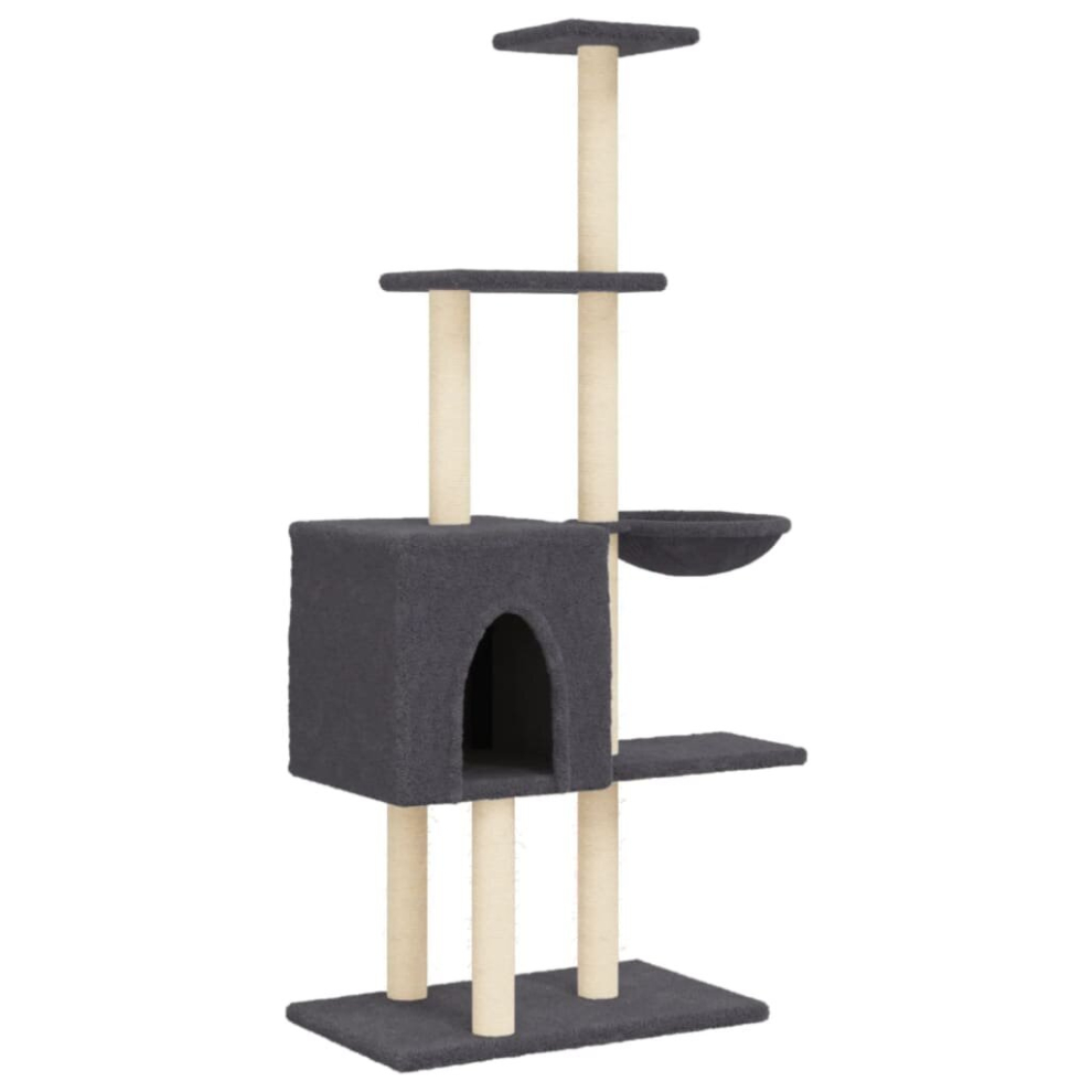 (dark grey) vidaXL Cat Tree with Sisal Scratching Posts Cat Scratch Tower Climbing Tree