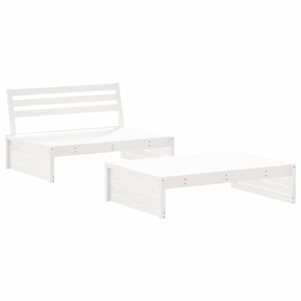 (white) vidaXL Garden Lounge Set Outdoor Modular Sofa Set 2 Piece Solid Wood Pine