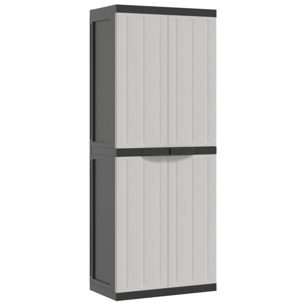 (grey and black, 65 x 37 x 165 cm (63 x 31 cm)) vidaXL Outdoor Storage Cabinet Terrace Patio Garden Cabinet Tool Cupboard PP