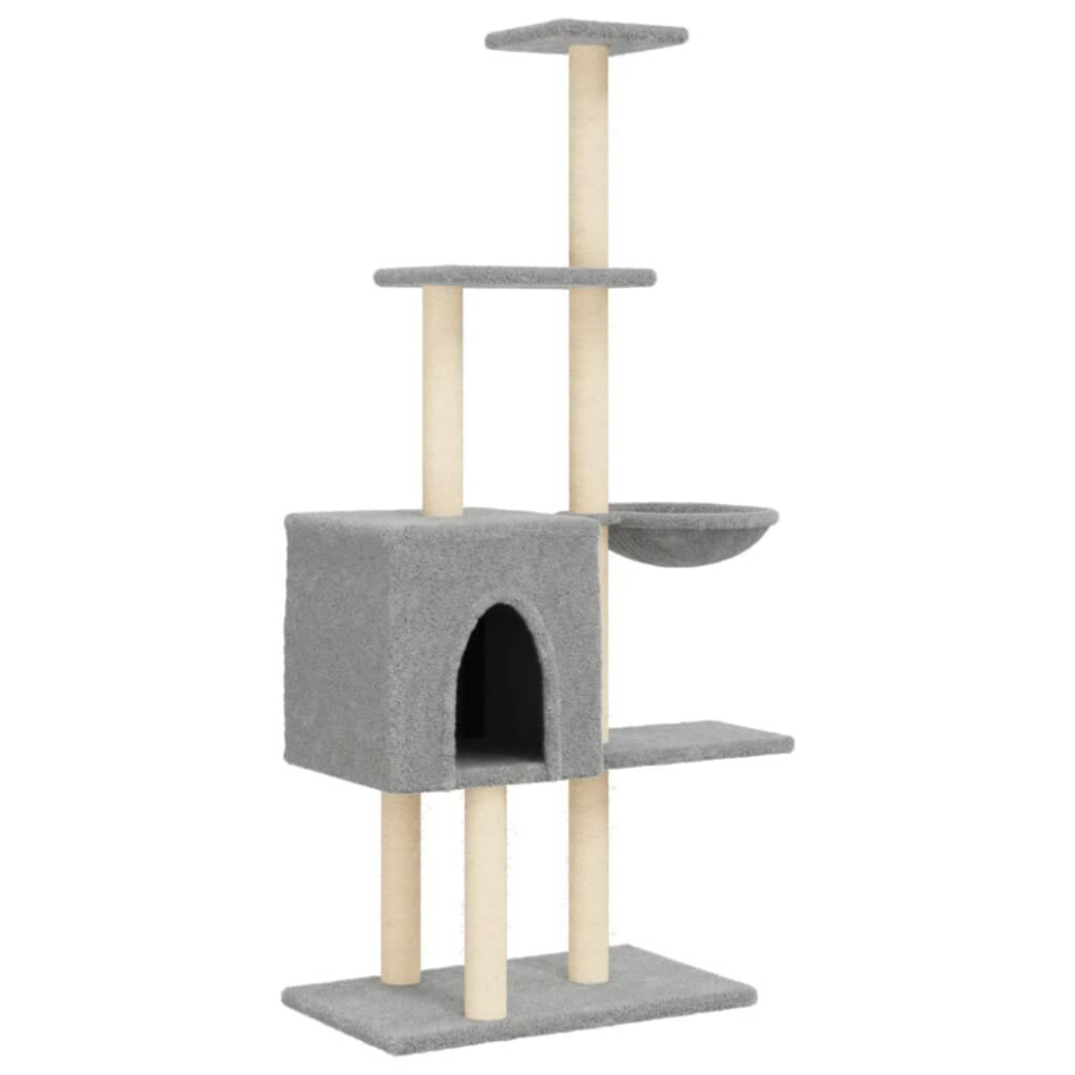 (light grey) vidaXL Cat Tree with Sisal Scratching Posts Cat Scratch Tower Climbing Tree